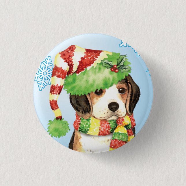Happy Howliday Beagle Button (Vorderseite)