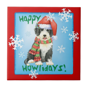 Happy Howliday Beardie Fliese