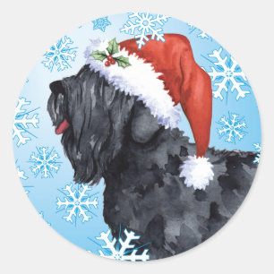 Happy Howliday Black Russian Terrier Runder Aufkleber