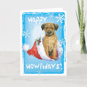 Happy Howliday Border Terrier Feiertagskarte