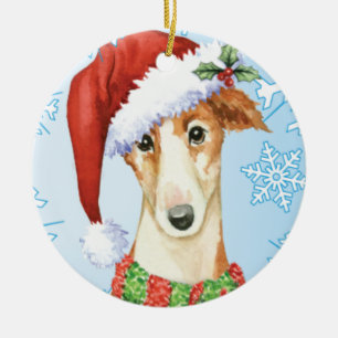 Happy Howliday Borzoi Keramik Ornament