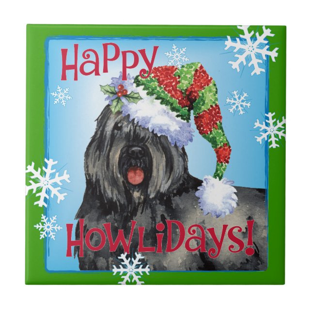 Happy Howliday Bouvier Fliese (Vorderseite)