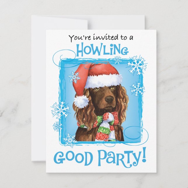 Happy Howliday Boykin Spaniel Einladung (Vorderseite)