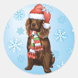 Happy Howliday Boykin Spaniel Runder Aufkleber