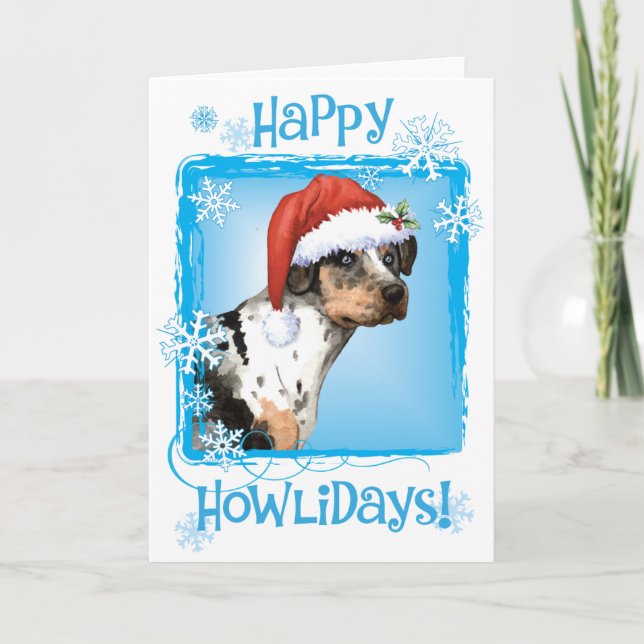 Happy Howliday Catahoula Feiertagskarte (Vorderseite)