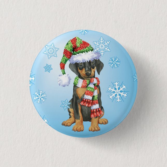 Happy Howliday Doberman Button (Vorderseite)