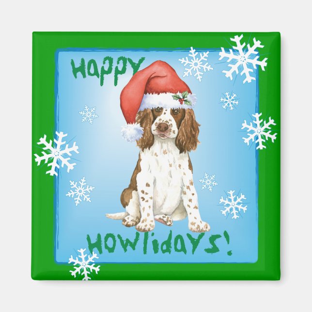 Happy Howliday English Springer Spaniel Magnet (Vorne)
