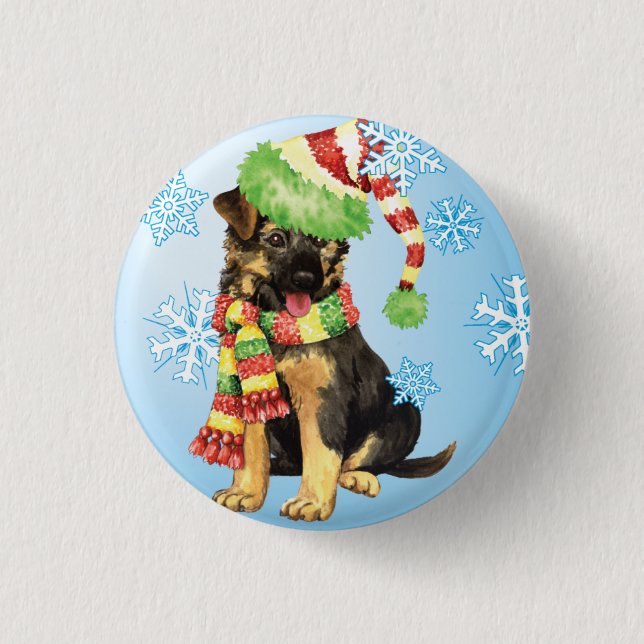 Happy Howliday German Shepherd Button (Vorderseite)