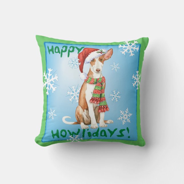 Happy Howliday Ibizan Hound Kissen (Vorderseite)