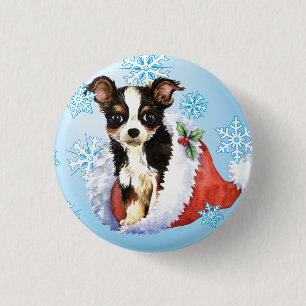Happy Howliday Long Coat Chihuahua Button
