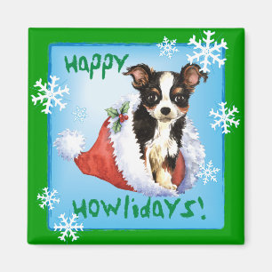 Happy Howliday Long Coat Chihuahua Magnet