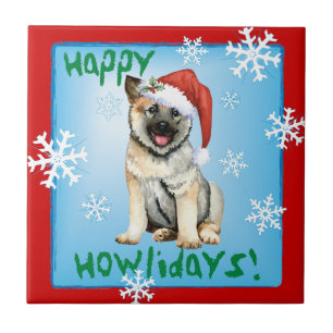 Happy Howliday Norwegische Elkhound Keramik Tile Fliese