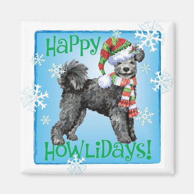 Happy Howliday Pumi Magnet (Vorne)