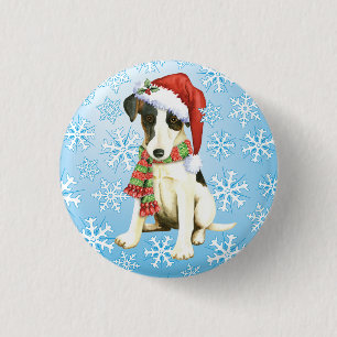 Happy Howliday Smooth Fox Terrier Button
