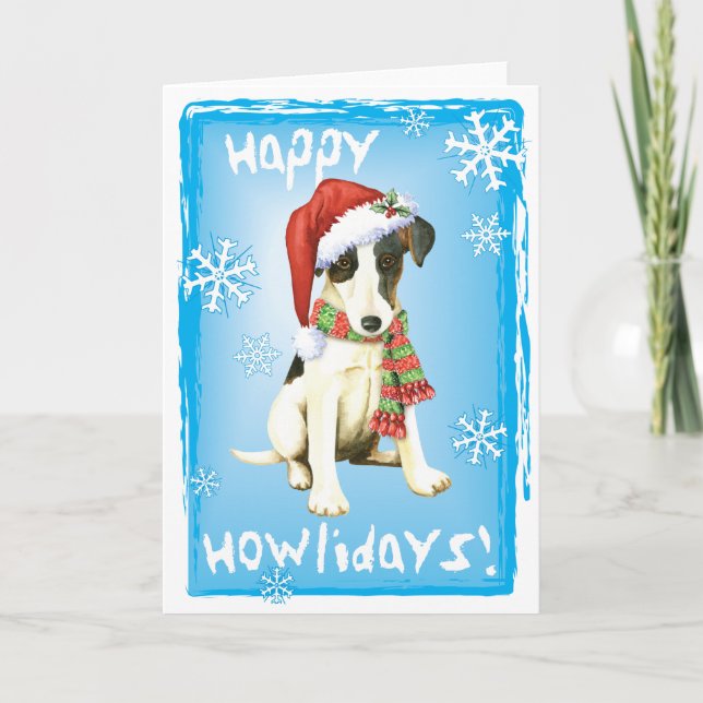 Happy Howliday Smooth Fox Terrier Feiertagskarte (Vorderseite)