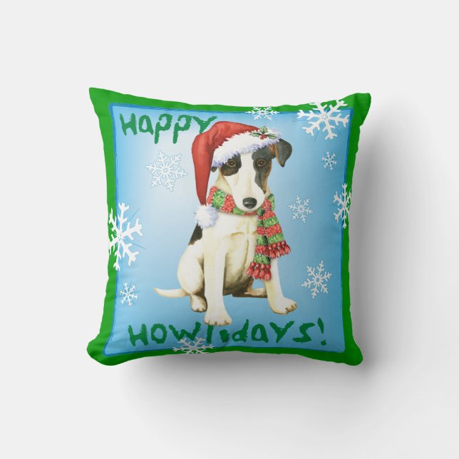 Happy Howliday Smooth Fox Terrier Kissen (Vorderseite)