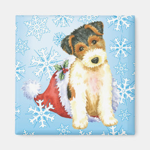 Happy Howliday Wire Fox Terrier Magnet