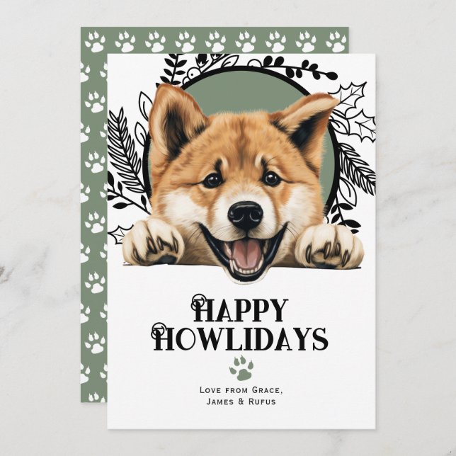 Happy Howlidays Akita Dog Christmas Feiertagskarte (Vorne/Hinten)