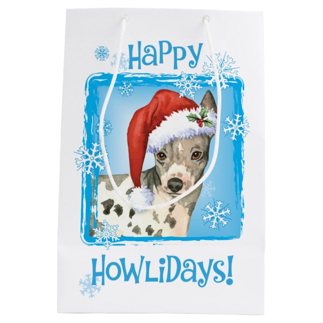 Happy Howlidays American Hairless Terrier Mittlere Geschenktüte (Rückseite)