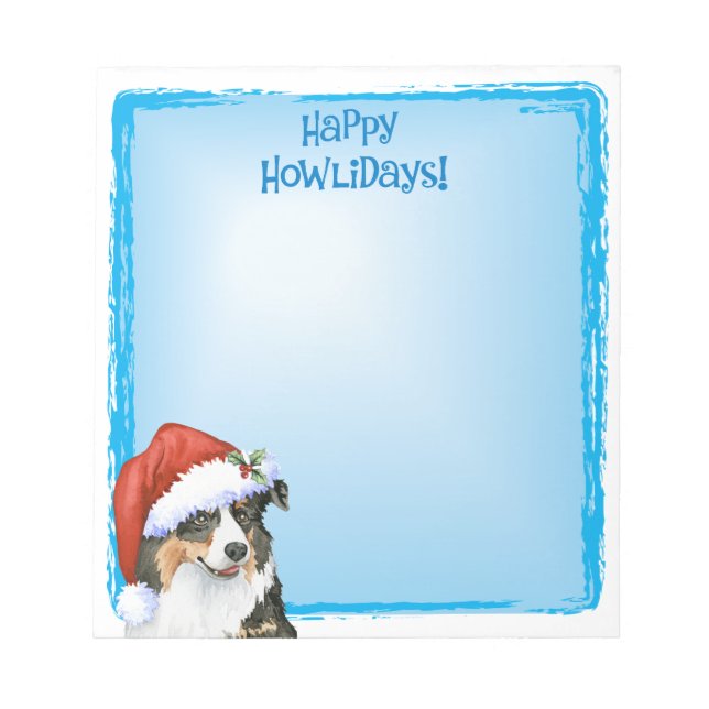 Happy Howlidays Australian Shepherd Notizblock (Vorderseite)
