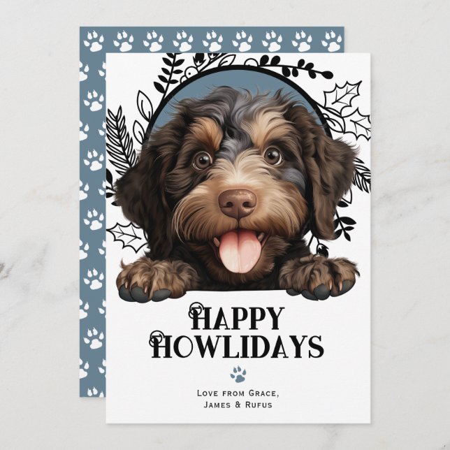 Happy Howlidays Barbet Dog Weihnachten (Vorne/Hinten)