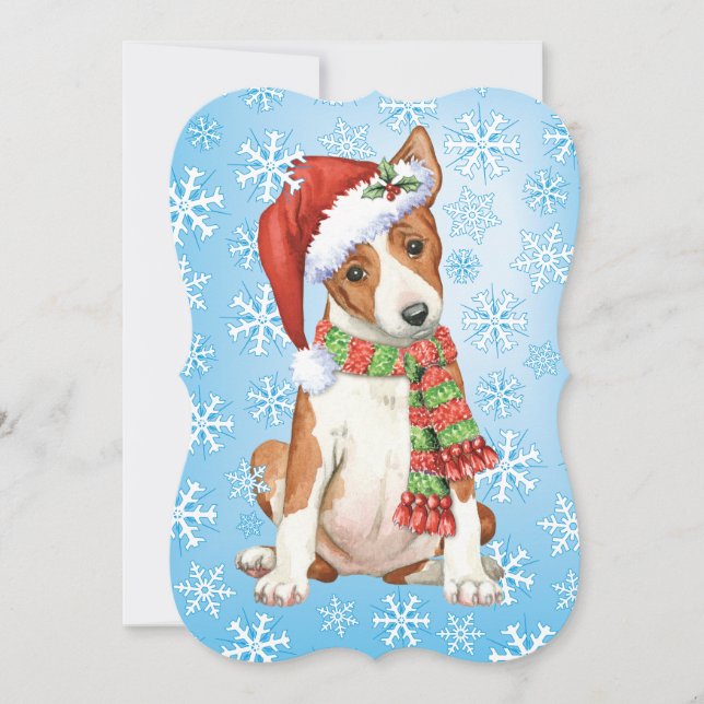 Happy Howlidays Basenji Feiertagskarte (Vorderseite)