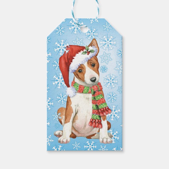 Happy Howlidays Basenji Geschenkanhänger (Vorderseite)