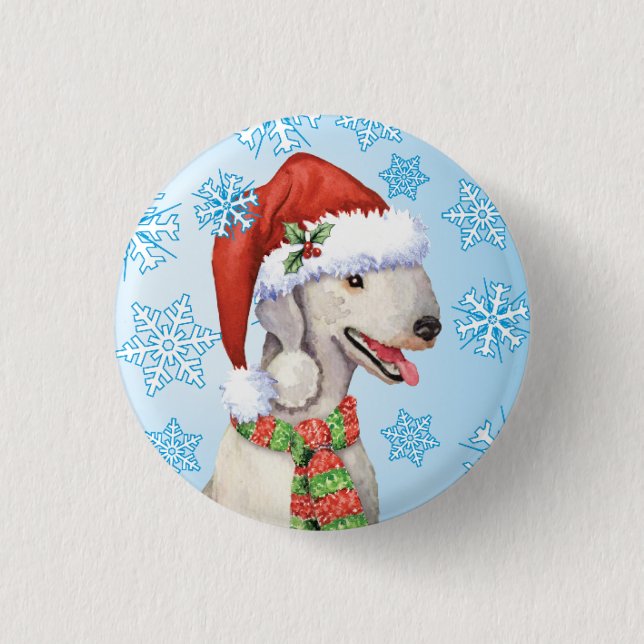 Happy Howlidays Bedlington Terrier Button (Vorderseite)