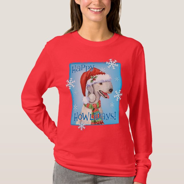 Happy Howlidays Bedlington Terrier T - Shirt (Vorderseite)