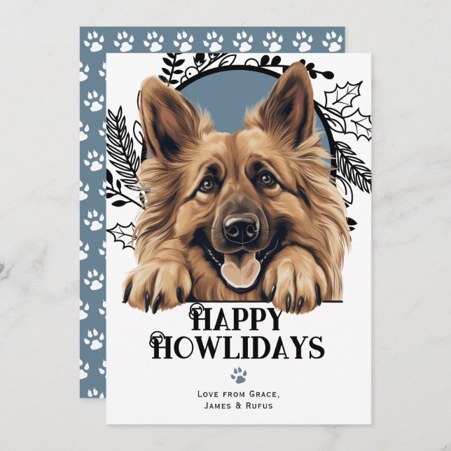 Happy Howlidays belgische Tervuren Dog Weihnachten (Vorne/Hinten)