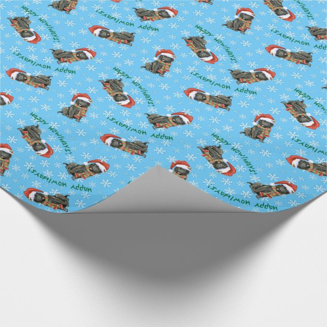 Happy Howlidays Belgium Sheepdog Geschenkpapier (Ecke)