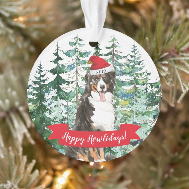 Happy Howlidays Bernese Berg Hund Weihnachten Ornament (Baum)