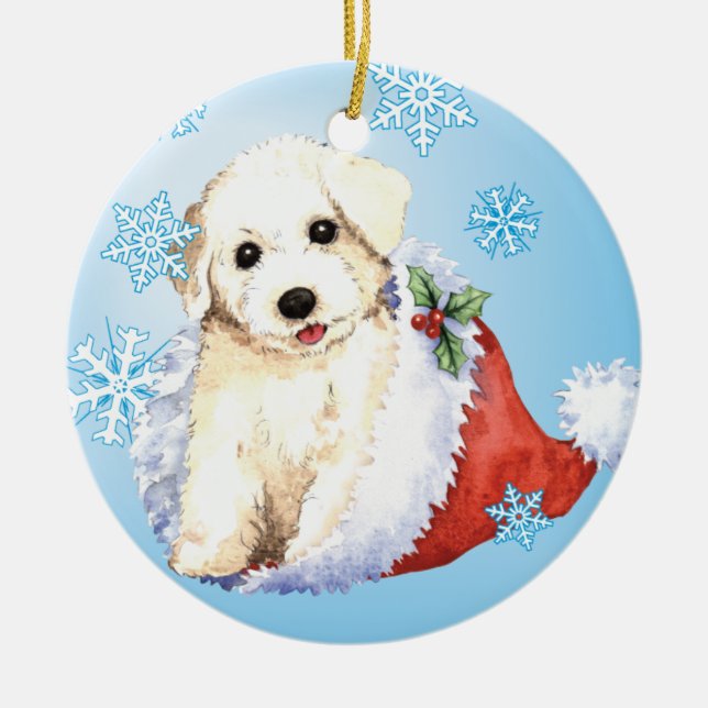 Happy Howlidays Bichon Keramikornament (Vorne)