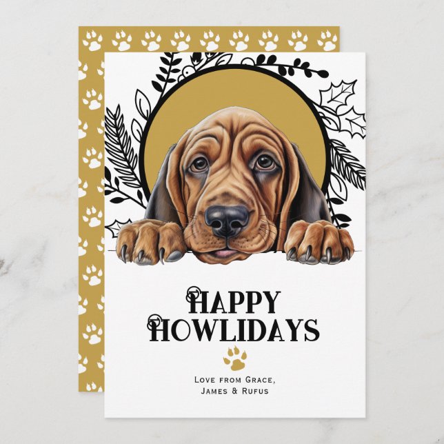 Happy Howlidays Bloodhound Dog Weihnachten (Vorne/Hinten)