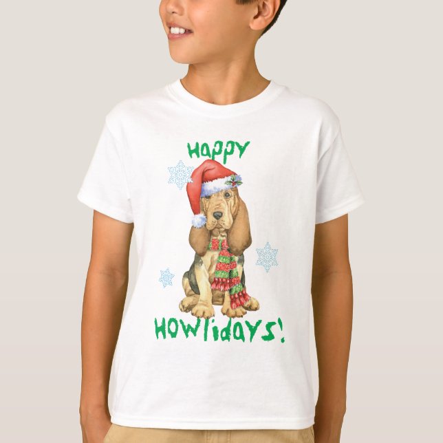 Happy Howlidays Bloodhound T - Shirt (Vorderseite)