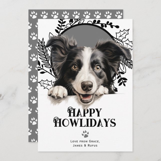 Happy Howlidays Border Collie Dog Christmas Feiertagskarte (Vorne/Hinten)