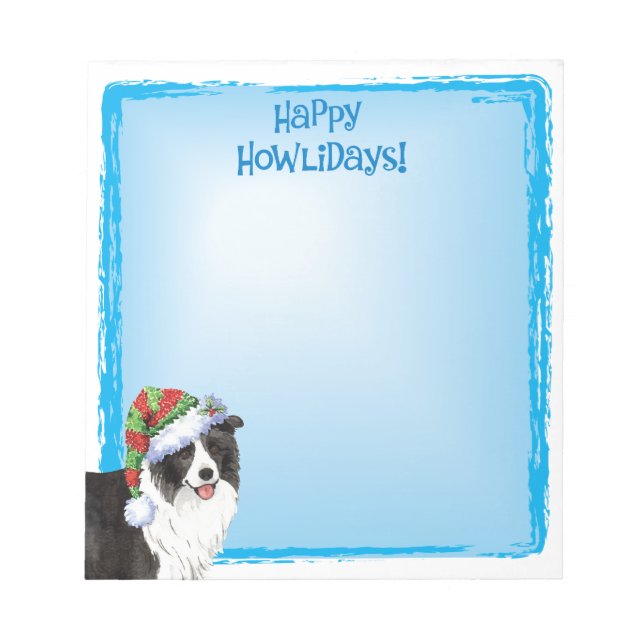 Happy Howlidays Border Collie Notizblock (Vorderseite)