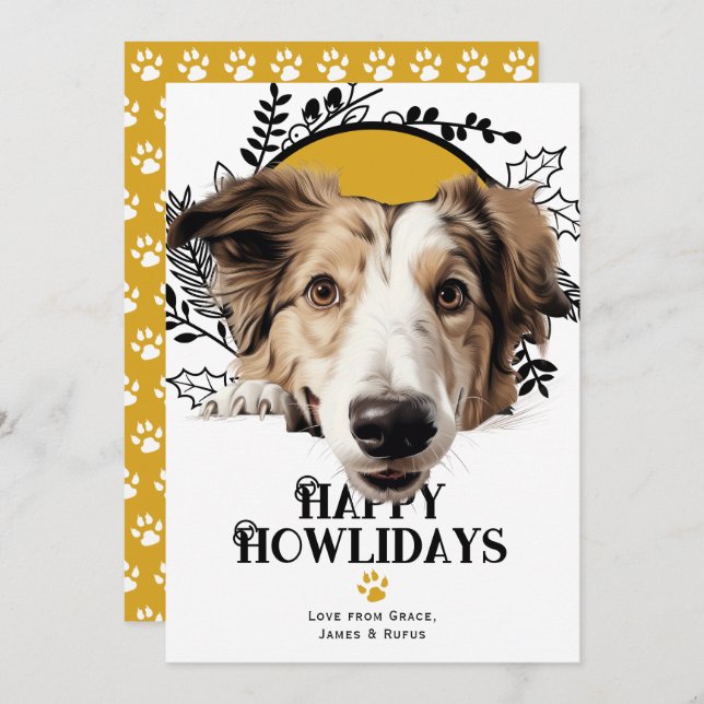 Happy Howlidays Borzoi Dog Weihnachten (Vorne/Hinten)