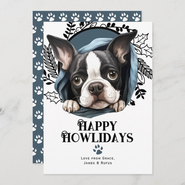 Happy Howlidays Boston Terrier Dog Weihnachten (Vorne/Hinten)
