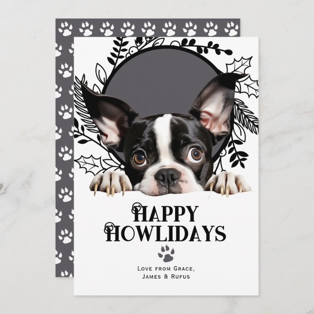 Happy Howlidays Boston Terrier Dog Weihnachten (Vorne/Hinten)