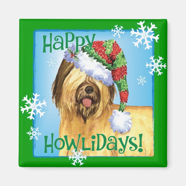 Happy Howlidays Briard Magnet (Vorne)