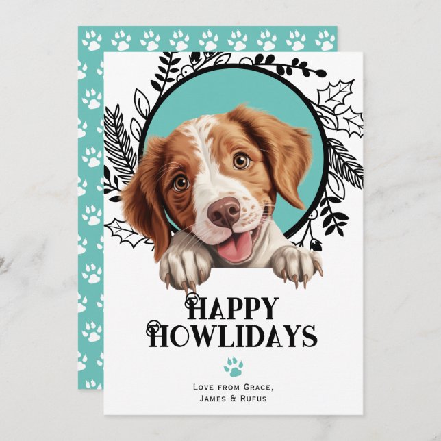 Happy Howlidays Brittany Dog Weihnachten (Vorne/Hinten)