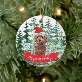 Happy Howlidays Brown Cockapoo Dog Christmas Ornam Keramik Ornament