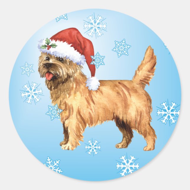 Happy Howlidays Cairn Terrier Runder Aufkleber (Vorderseite)
