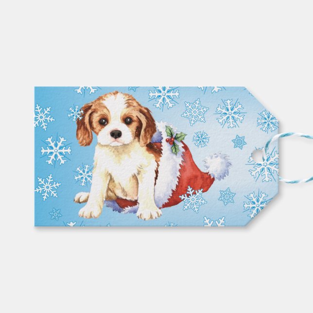Happy Howlidays Cavalier Geschenkanhänger (Vorderseite (Horizontal))
