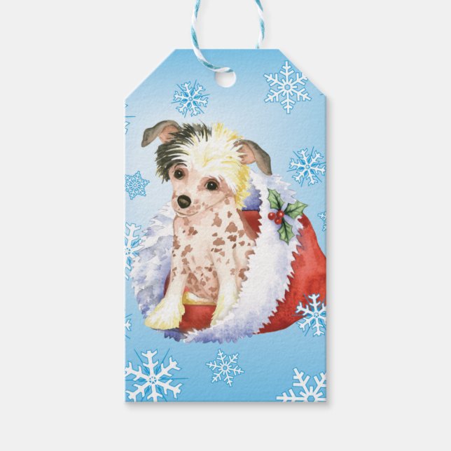 Happy Howlidays Chinese Crested Geschenkanhänger (Vorderseite)