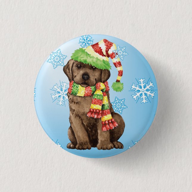 Happy Howlidays Chocolate Labrador Button (Vorderseite)