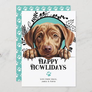 Happy Howlidays Chocolate Labrador Hund Weihnachte Feiertagskarte