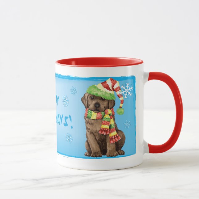 Happy Howlidays Chocolate Labrador Tasse (Rechts)