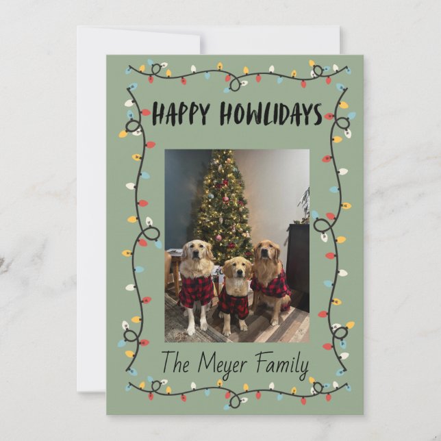 Happy Howlidays Christmas Lights Card Feiertagskarte (Vorderseite)